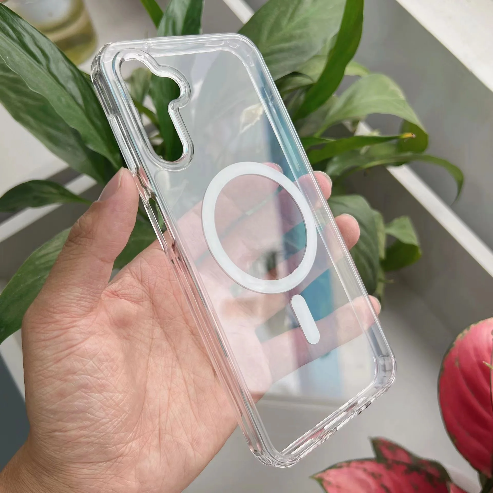 Anti Yellow Clear Case For Samsung Galaxy S22 S23 ultra Phone Case TPU+PC Magnetic Shockproof Transparent Clear  Phone Case