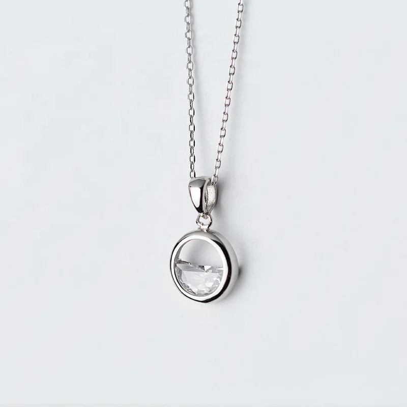 Crystal  925 sterling silver saudi white gold jewelry necklace designs for women