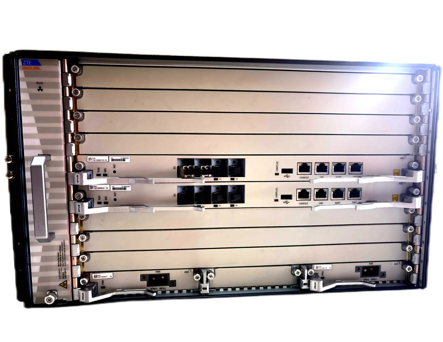 Original Zte ZXA10 C650 Olt Large-capacity Optical Access Equipment SFUB/SFUD*2  PRVR*2 with DC power 19 inch C620