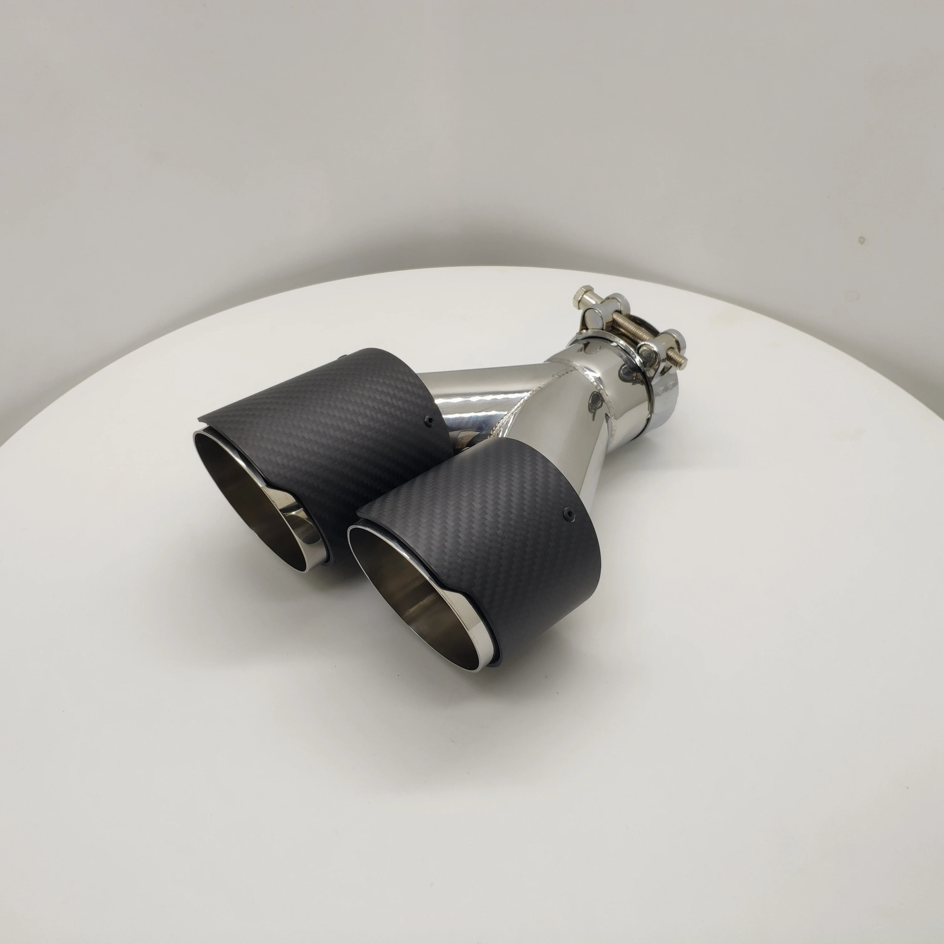 High Performance 304 Stainless Steel Dual Carbon Fiber  Matte black Exhaust System Muffler Exhaust Tip