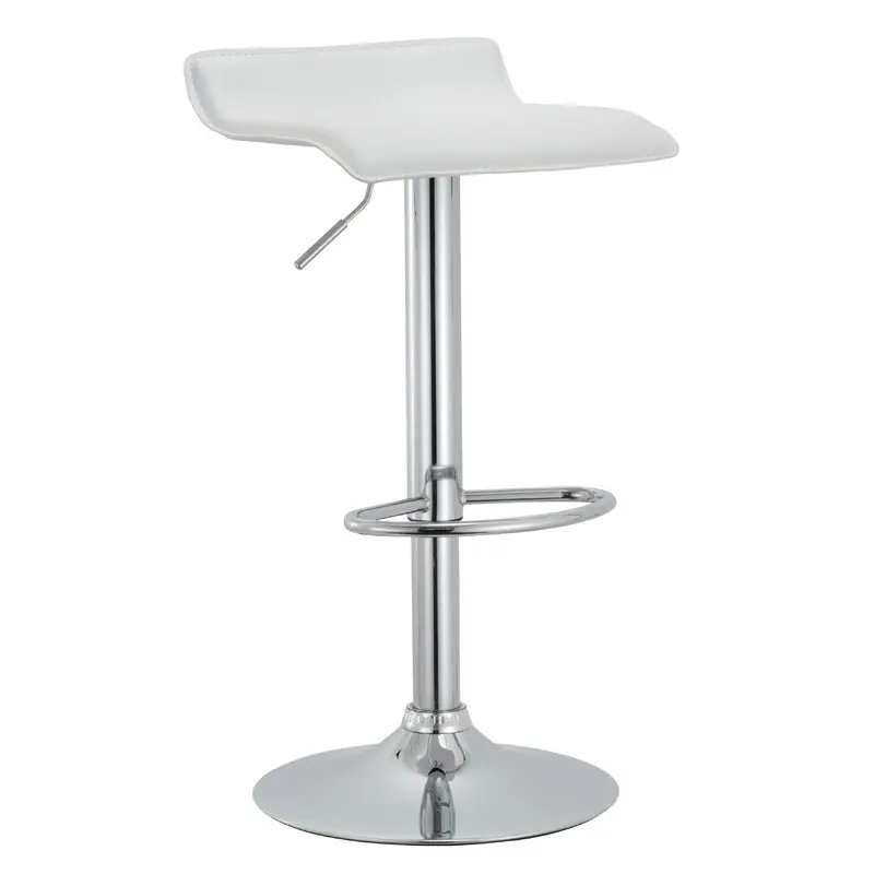 Wholesale Grey White Leather Swivel Bar Stools Footrest Iron Base Height Adjustable Bar Stool