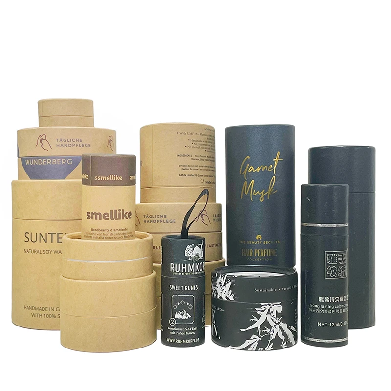 Wholesale Custom Fancy Logo Printed Kraft Paper Tube Box Paper Tube Packaging