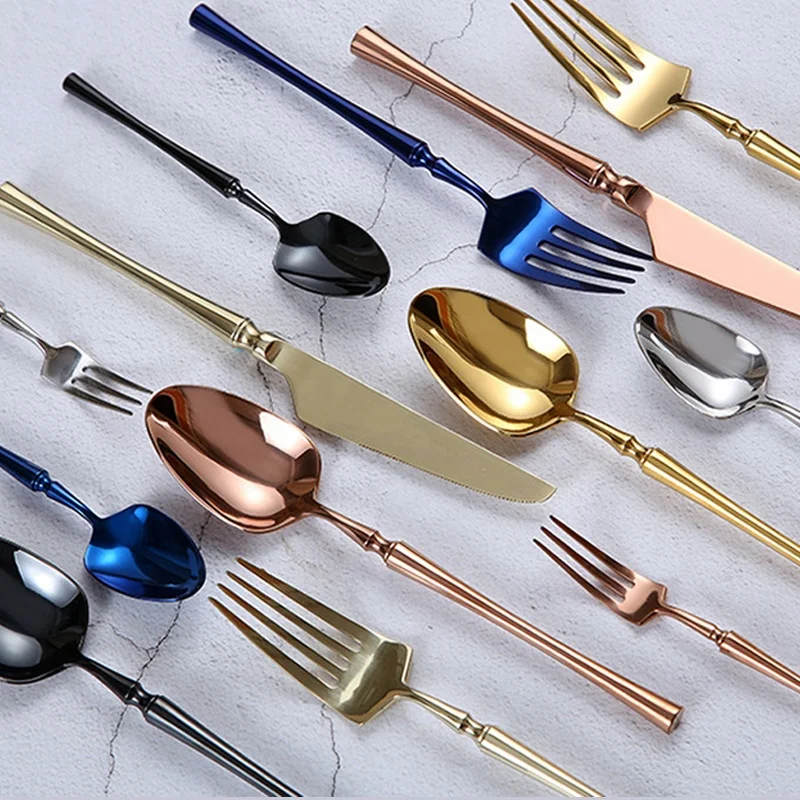 Stainless Steel  Mirror Polishing Silver Travel Elegant Modern Utensils Flatware Cutlery Set