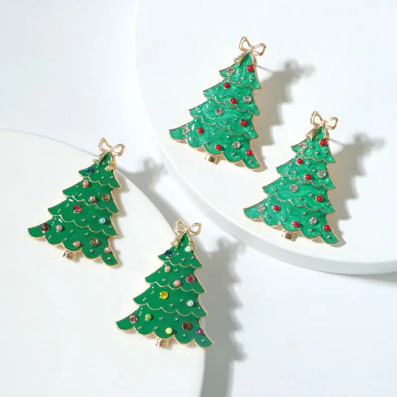 hot Star Products Hot Selling Wholesale Jewelry Gold christmas tree earrings christmas santa bell reindeer tree earrings women