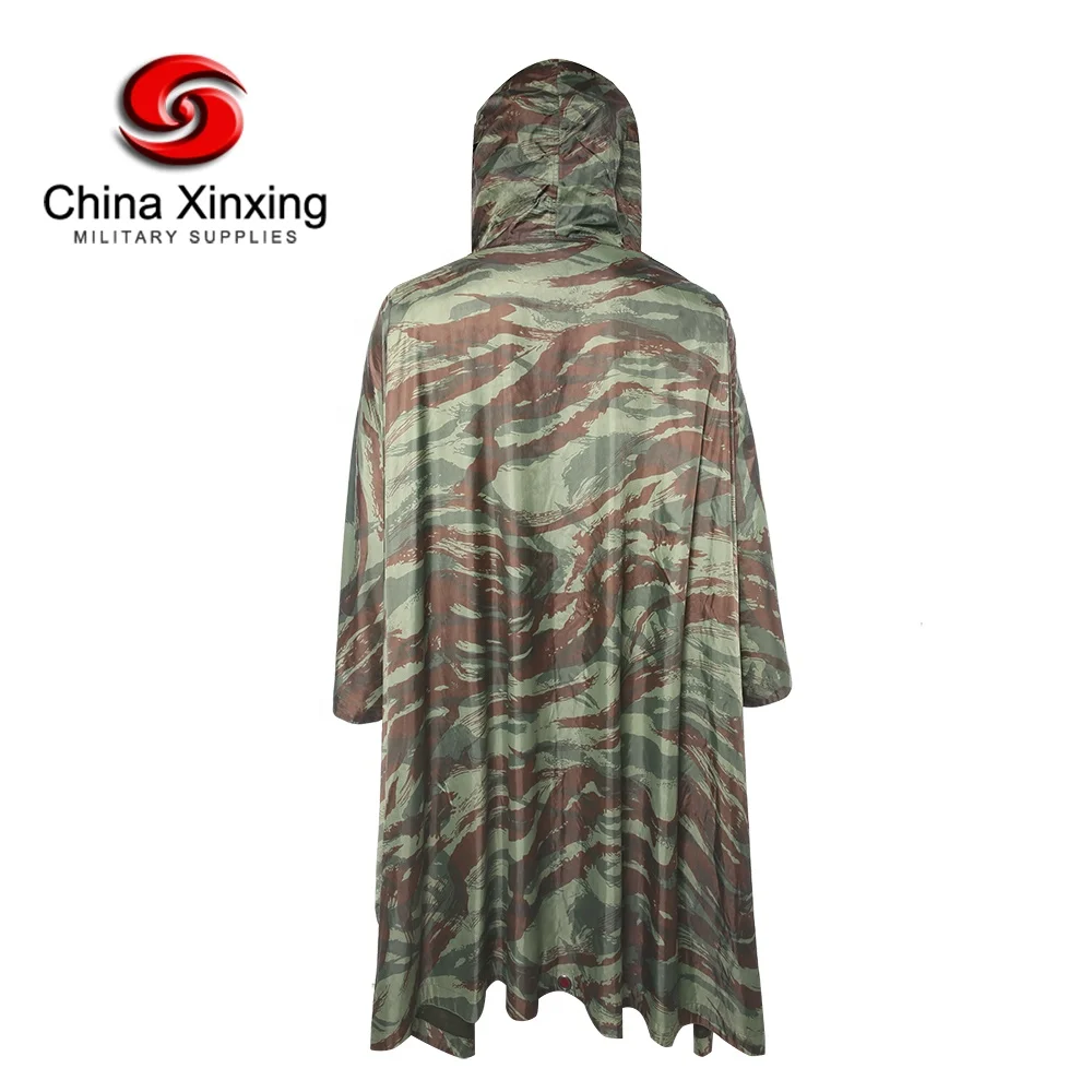 CHINA XINXING Poncho Outdoor Durable Polyester Nylon PO08 Waterproof Custom Rain Poncho Tactical Raincoat