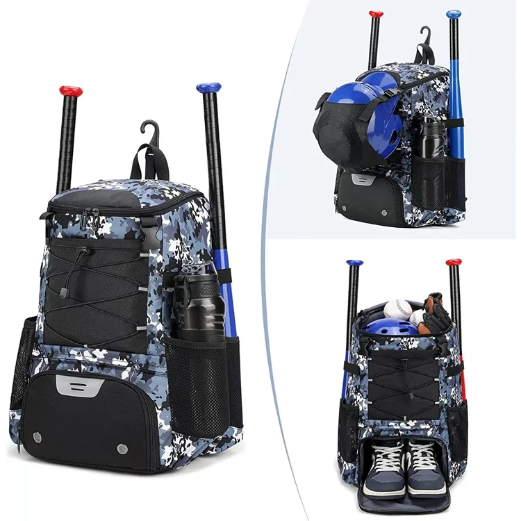 Adult Youth Baseball Equipment Camouflages Bat Bags Backpack Softball Bat Bags With Shoes Compartment