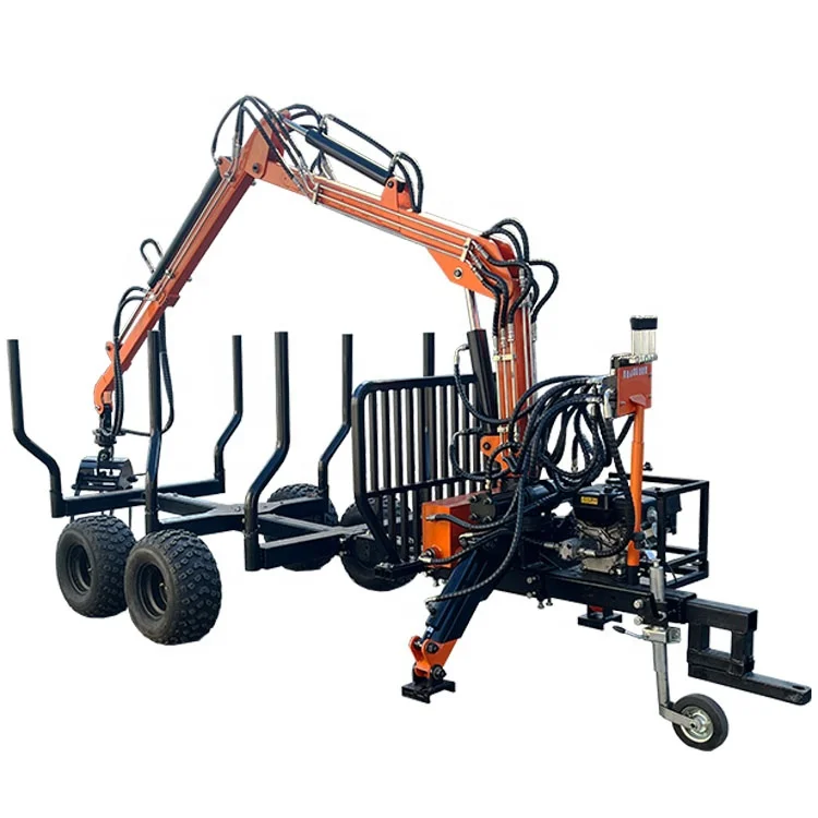 New Mobile Forest Equipment Log Timber Grapple Lift Crane Wood Log Trailer Timber Crane
