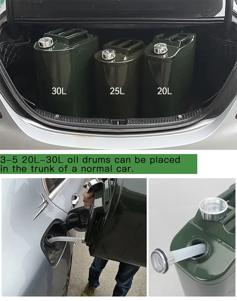 Metal Military Standard Army Green Jerrycan 10 20L 30 litre 40 L 50 60lts Gasoline Diesel Oil Fuel Tank Vertical Style Jerry Can