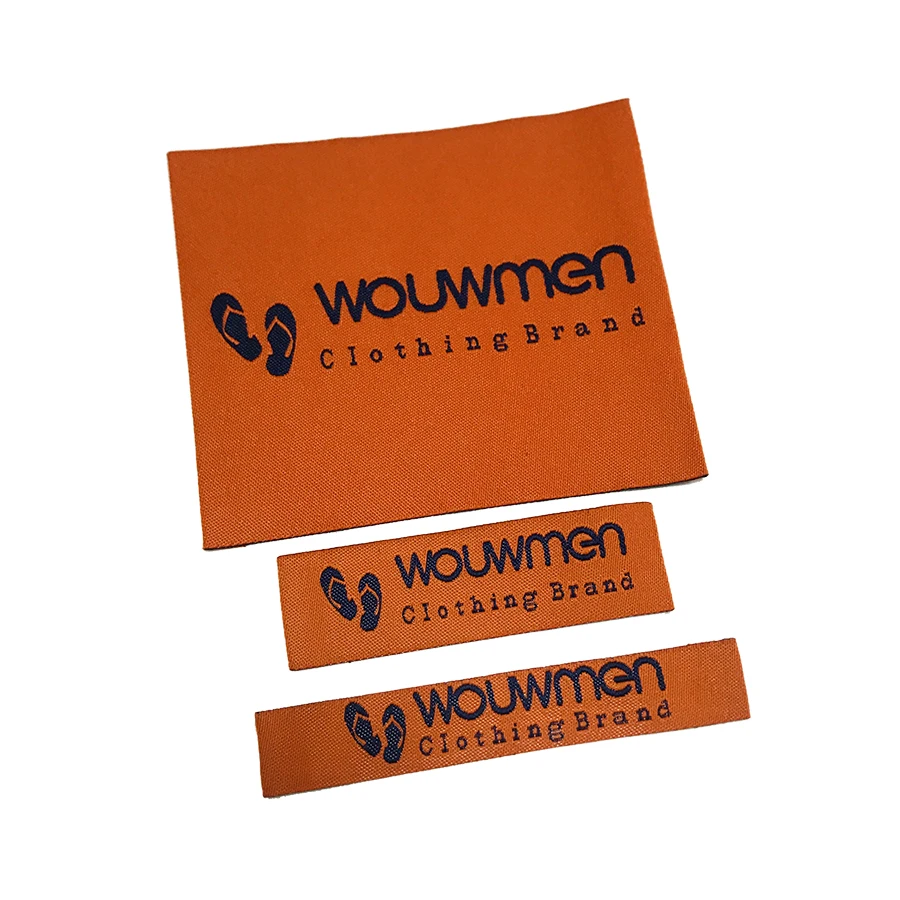 Custom woven brand name tag stain labels for clothes