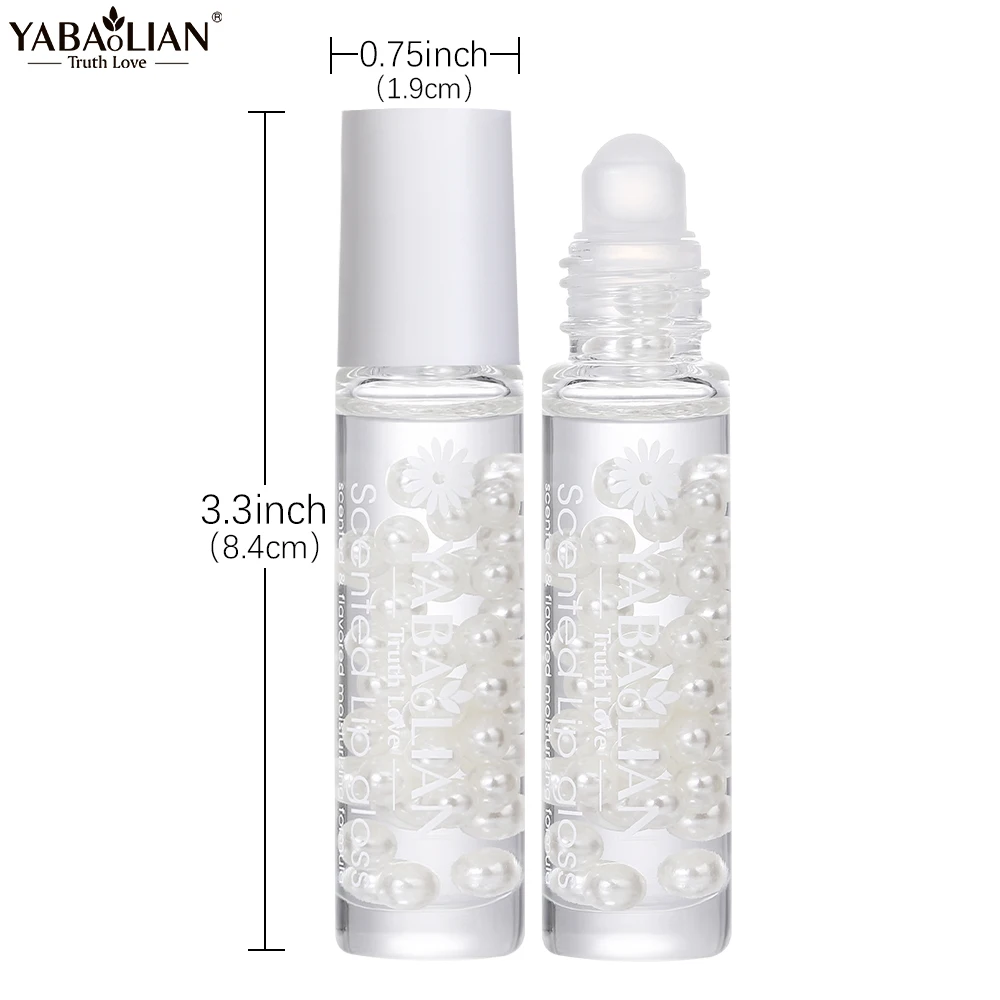 Rolling Ball Lip Oil with Pearl Decoration Long Lasting Moisturizing Lipbalm Transparent Lip Gloss for Dry  Lips