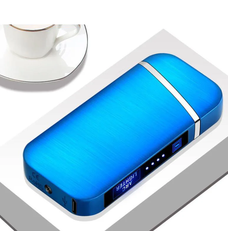 Windproof Electric Customized Logo Plasma Dual Arc Flameless Cigarette Lighter
