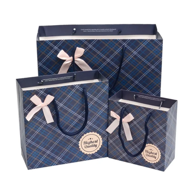 Hot Sale Brand Logo Luxury Black Shopping Paper Pouch Kraft Packing Manufacturers Wholesale Printed Custom Gift Bags