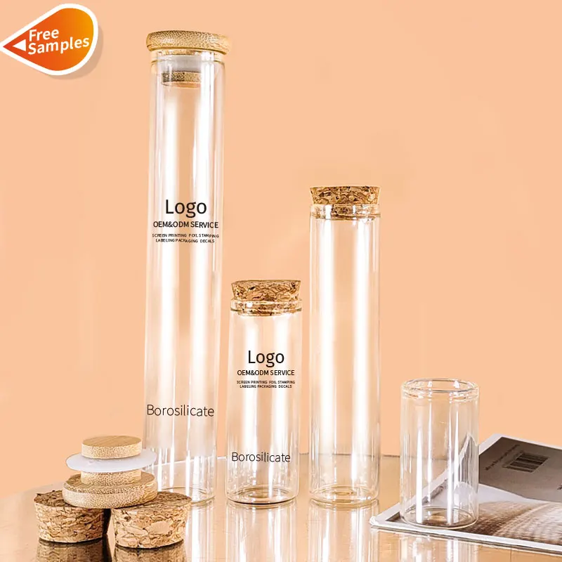 In Stock 30mm Diameter 15ml 25ml 50ml High Borosilicate Luxury Laboratory Use Glass Tube Test Tube Glass Vials with Cork