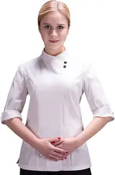 Женская куртка шеф-повара Классическая хлопковая с коротким рукавом