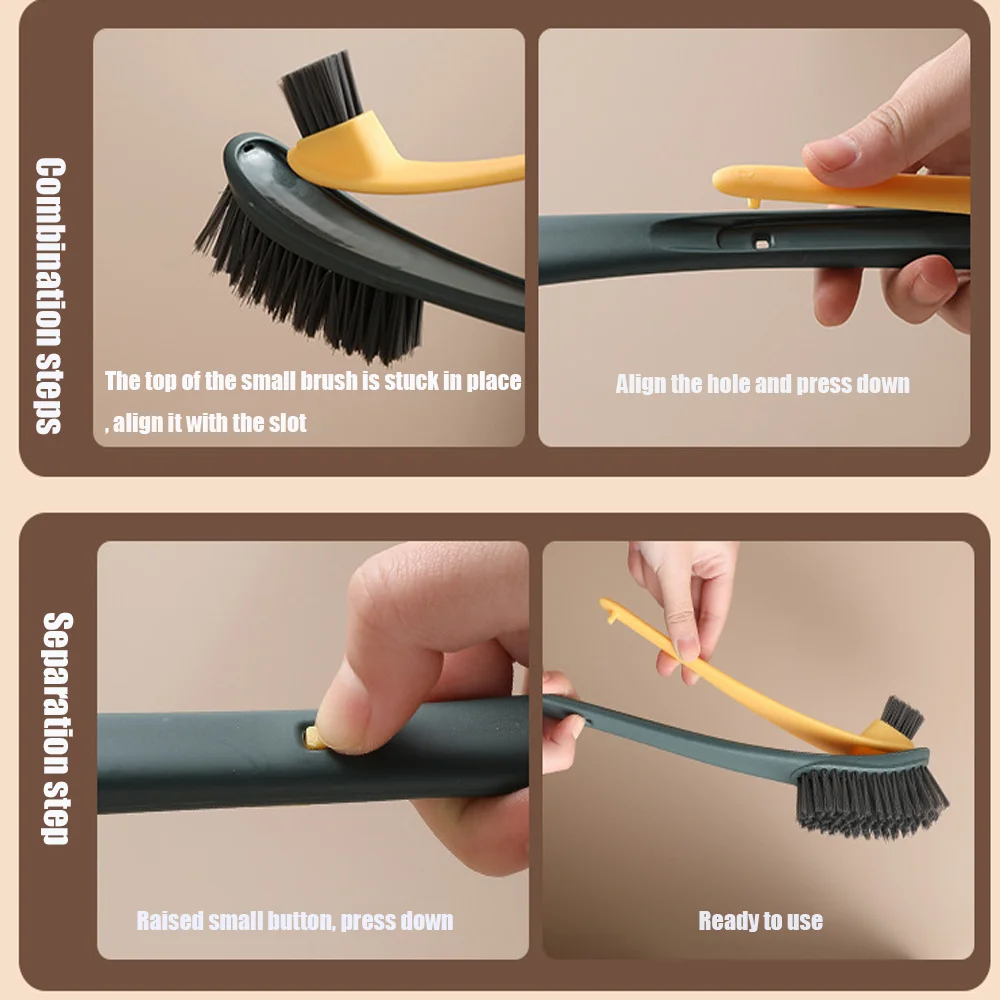 2-in-1 Eco-Friendly TPR Toilet Cleaning Brush Long Handle PET Holder with Double-Sided Brush Disposable Design Toilet Cleaning