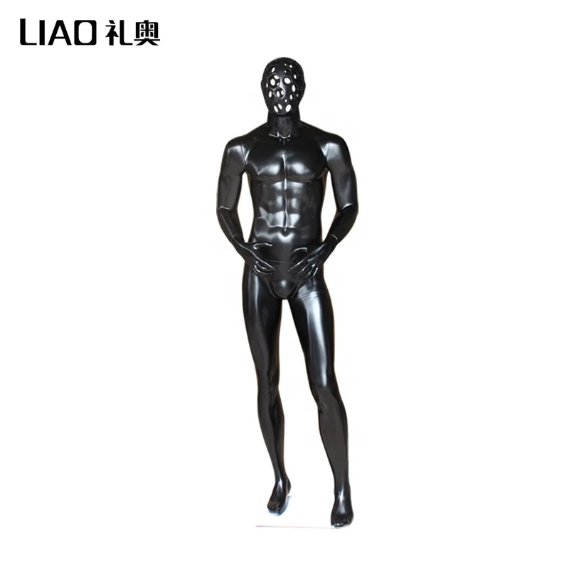 Customized fashion abstract head black male mannequin full body for clothes store