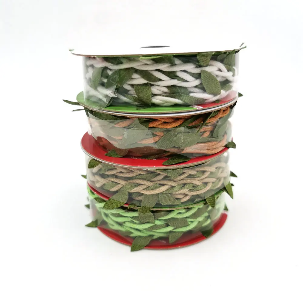 Wedding Home Garden Party Gift Wrapping Decorations Natural Jute  Burlap  Twine Cord  Rope with Artificial  Leaf