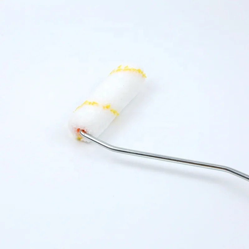 4inch  Long Handle Paint Roller Yellow  polyester Material Upper Screw Bracket Yellow Handle
