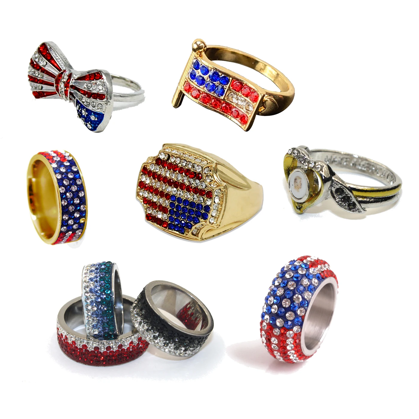 USA flag Ring For Women Man American Jewelry Fashion New