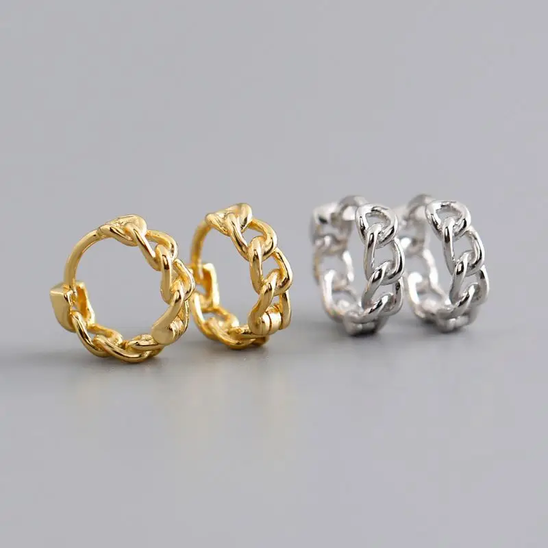 Позолоченная веревка 18 К, двойной гвоздик, Висячие кубинские звенья цепи, каффы для ушей, геометрическая форма, женские клипсы, серьги с цепочкой, ювелирные изделия