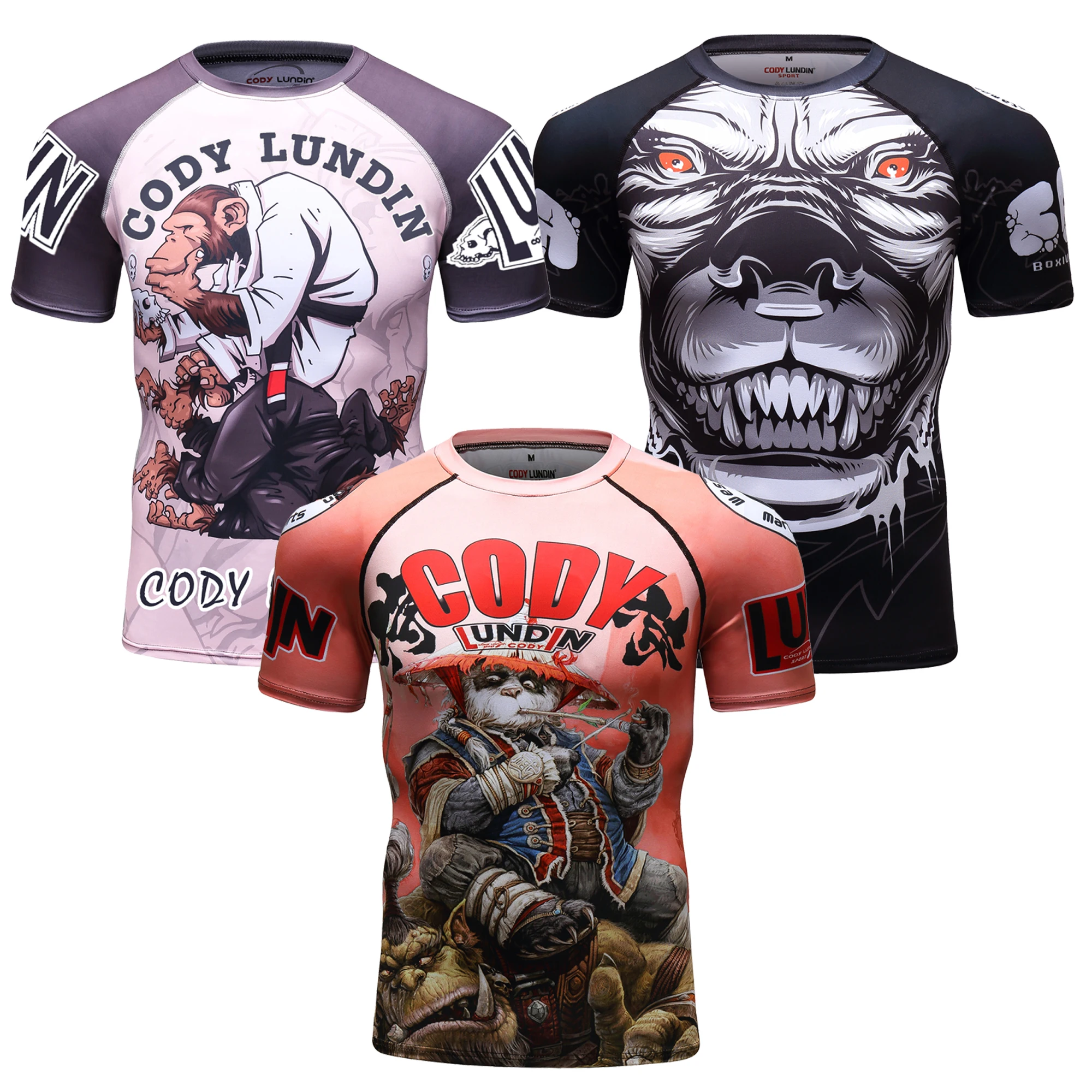 Wholesale Custom Printed Sport Clothes Men Full Sublimation Printing MMA Rash Guard Short Sleeve UV Protection Diving Swim Shirt