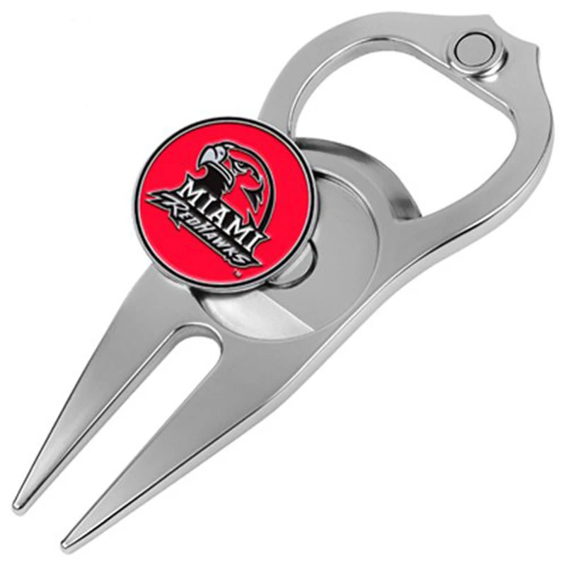 Promotional bulk golf divot tool with bottle open metal die casting green repair pitch fork