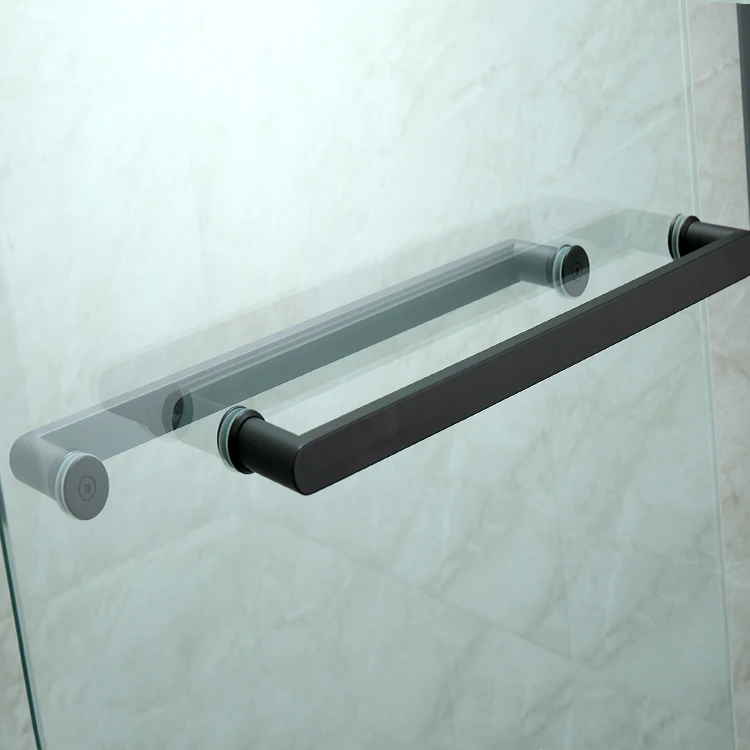 Rectangular Shower Cubicle Enclosure Aluminum Black Gold Frame Sliding Glass Shower Door