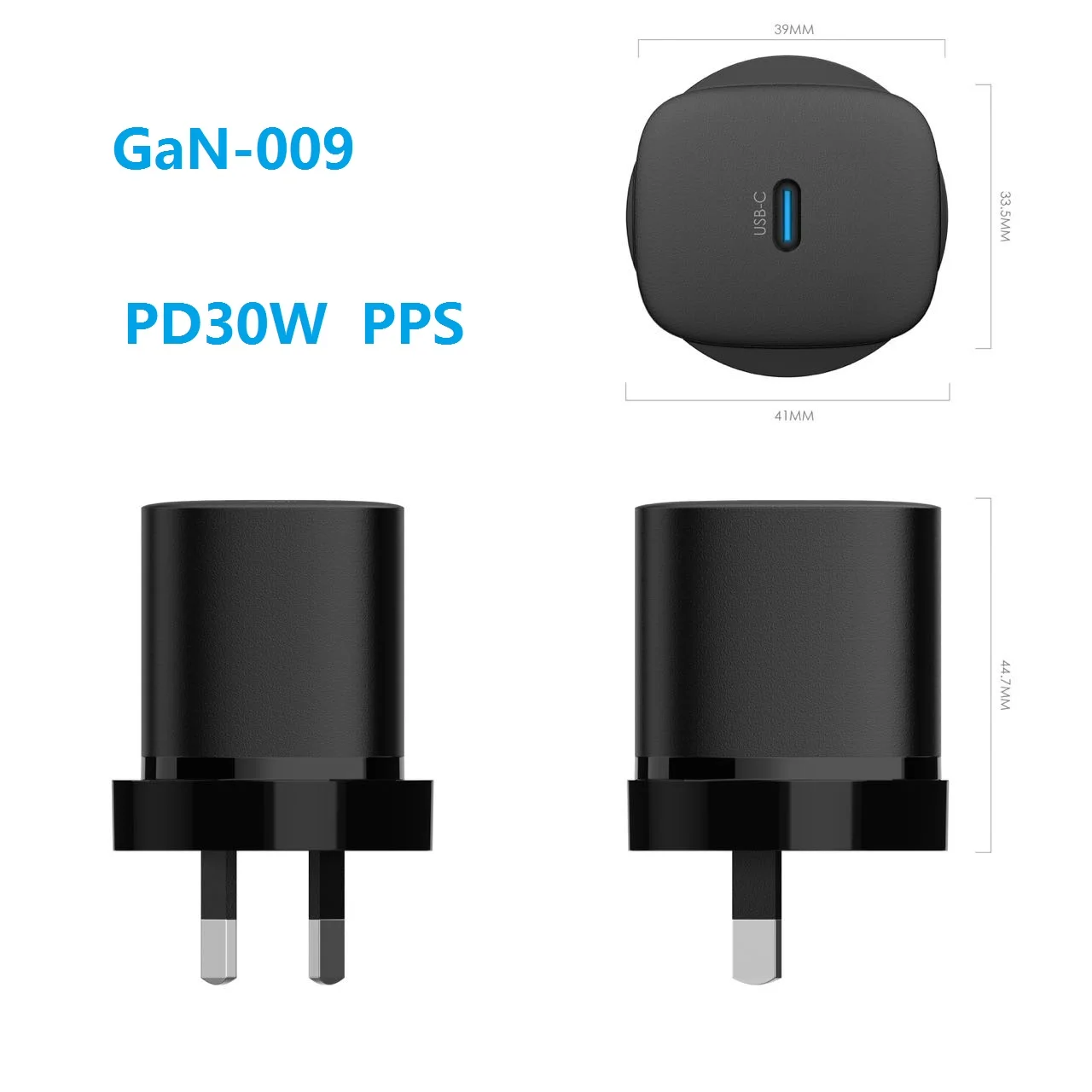 EU/Au/UK/US Folding Plug Fast Charging Dual QC3.0 30W USB Type C Ports 33W USB-C PD Wall Chargers