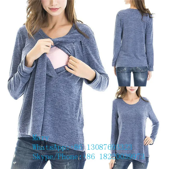 Футболка с длинным рукавом для беременных женщин простая футболка для грудного вскармливания