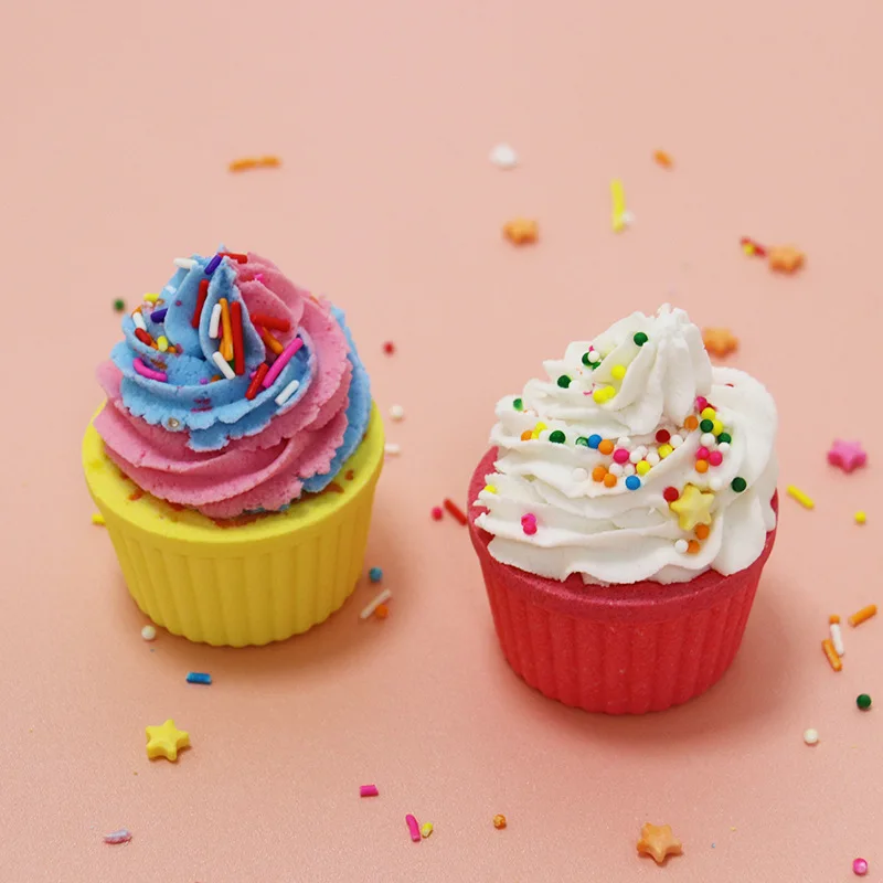 Cupcakes Ice Cream  Shaped  Wholesale Individual Organic  Bath Bomb Balls Scented Bath Bombs Set