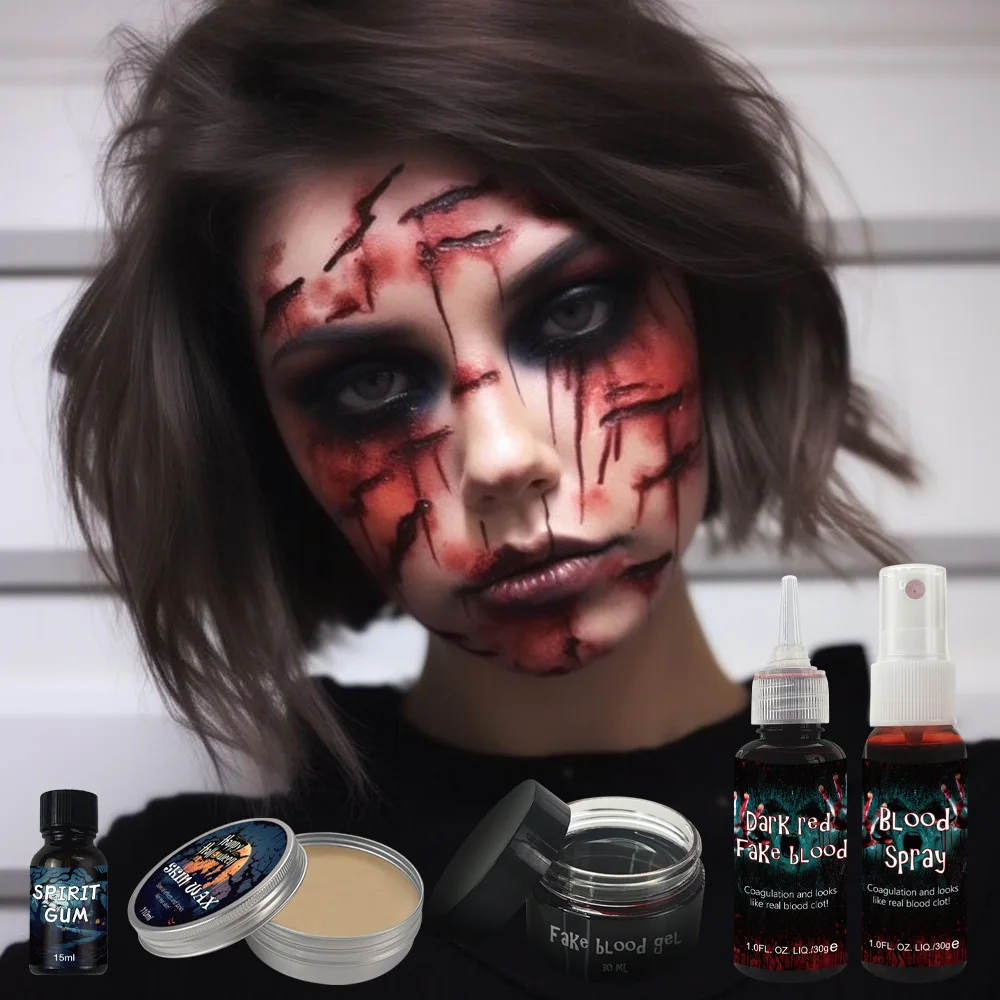 Halloween Skin Scar Wax Fake Blood Plasma Halloween Face Body Paint Cosplay Special Effects Makeup Set