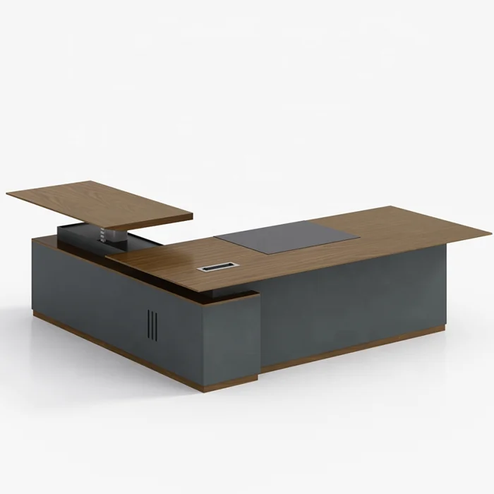 Modern office furniture high end L shape office desk manager  Boss executive desk electric lift able height adjustable