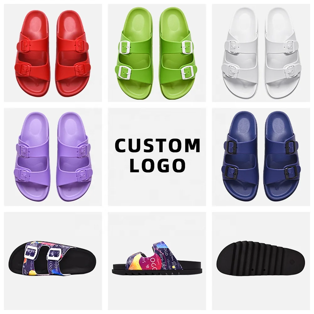 Chinese Factory Custom Made Brand Slides Sports Shoes With Logo Full Printing Personalised Sliders