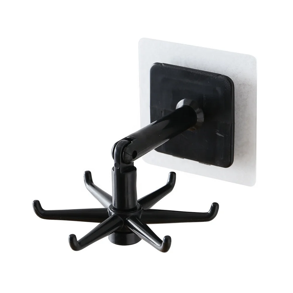 Kitchen Utensil Holder 360 Degrees Rotating Folding Hook Self-Adhesive 180 Degrees Vertical Flip Hook Waterproof Kitchen Hooks