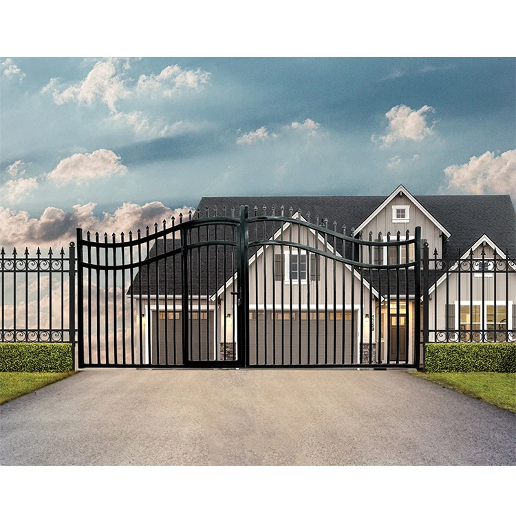 New style courtyard front doors gate designs house exterior wrought iron fancy main gate boundary wall gates design for sale