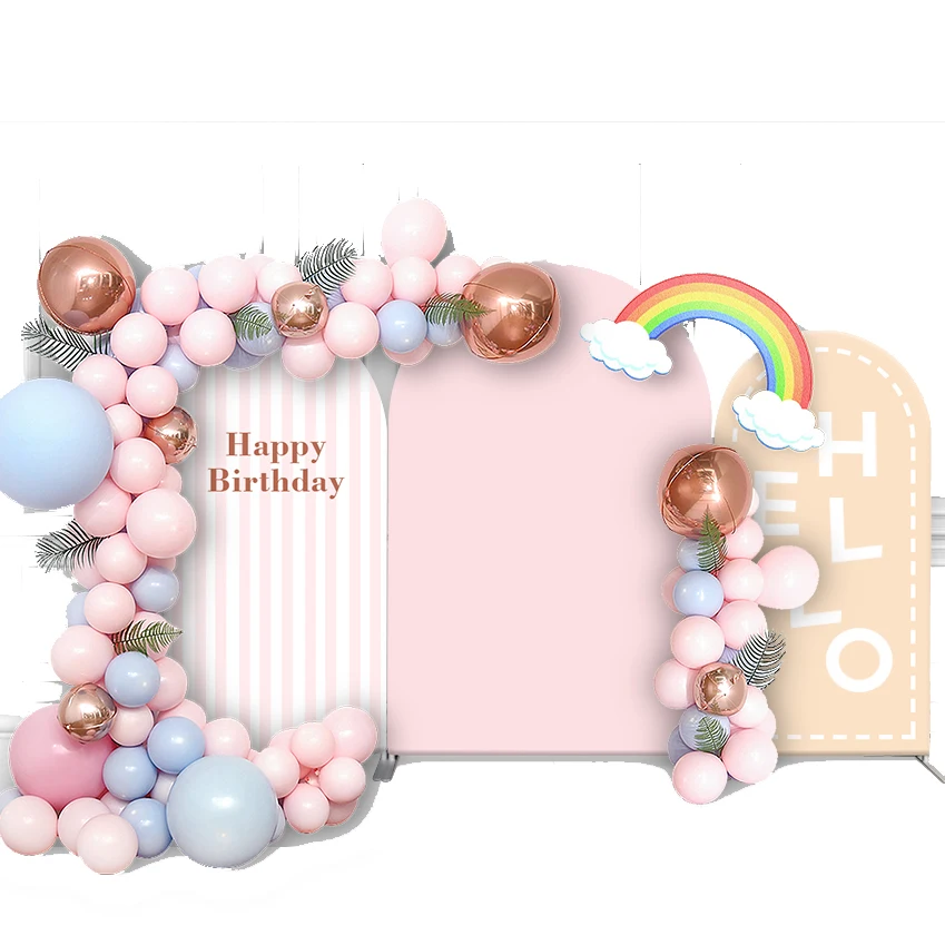 New Design 7ft Arch Birthday Party Double Sided Arch Backdrop Kit Arch Tension Fabric Backdrop Set Of 3