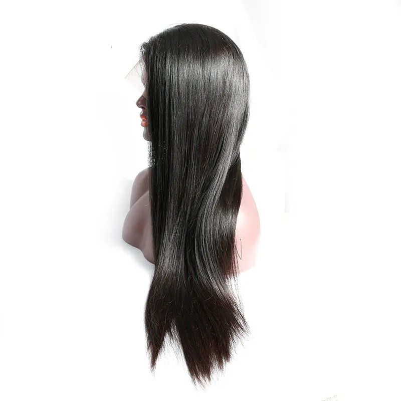 Super Double Drawn Human Hair 100% Top Quality Raw Virgin Unprocessed Vietnamese Hair Bone Straight 1 Piece Long Lace Front Wigs