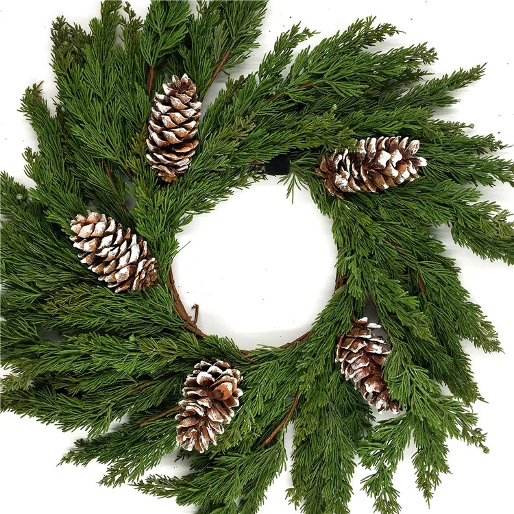 Artificial Cupressus Pine Tree Leaf and Pinecone Rings for Christmas