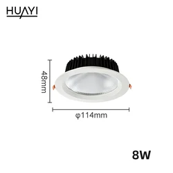 HUAYI Simple Style 8w 12w 15w 20w 30w SMD Aluminum Commercial Studio Indoor Embedded LED Downlight