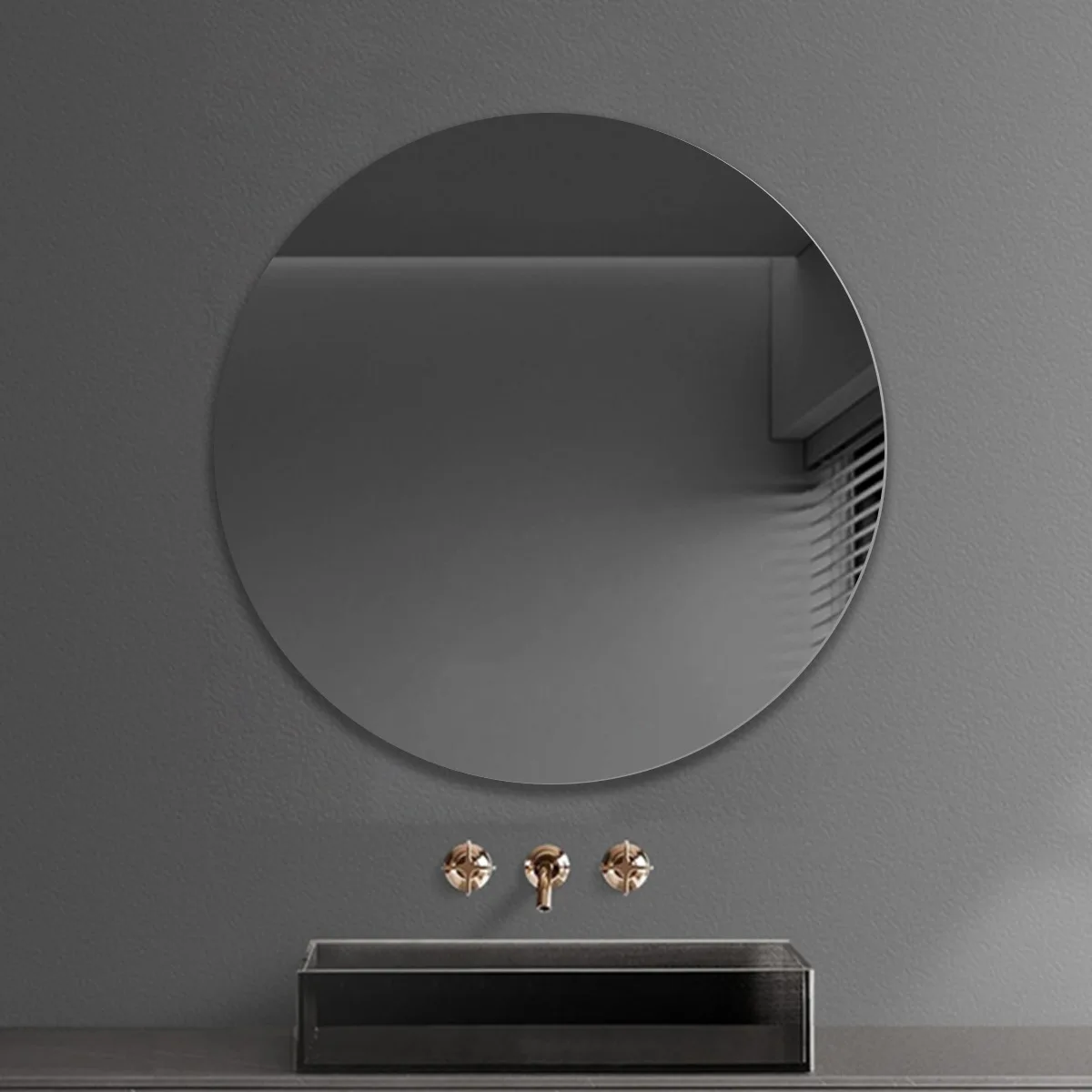 Factory Hot Sales Customized Modern Simple Silver round Mirror Illuminated Bathroom Wall Hanging Makeup Mirror with Metal Frame