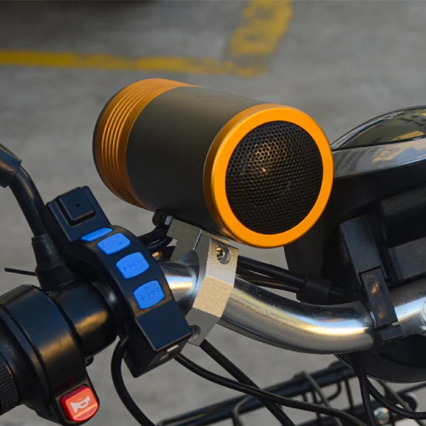 Portable e- bike spare flashlight blue tooth speaker with bicycle front light for motor bike and electric bike accessories