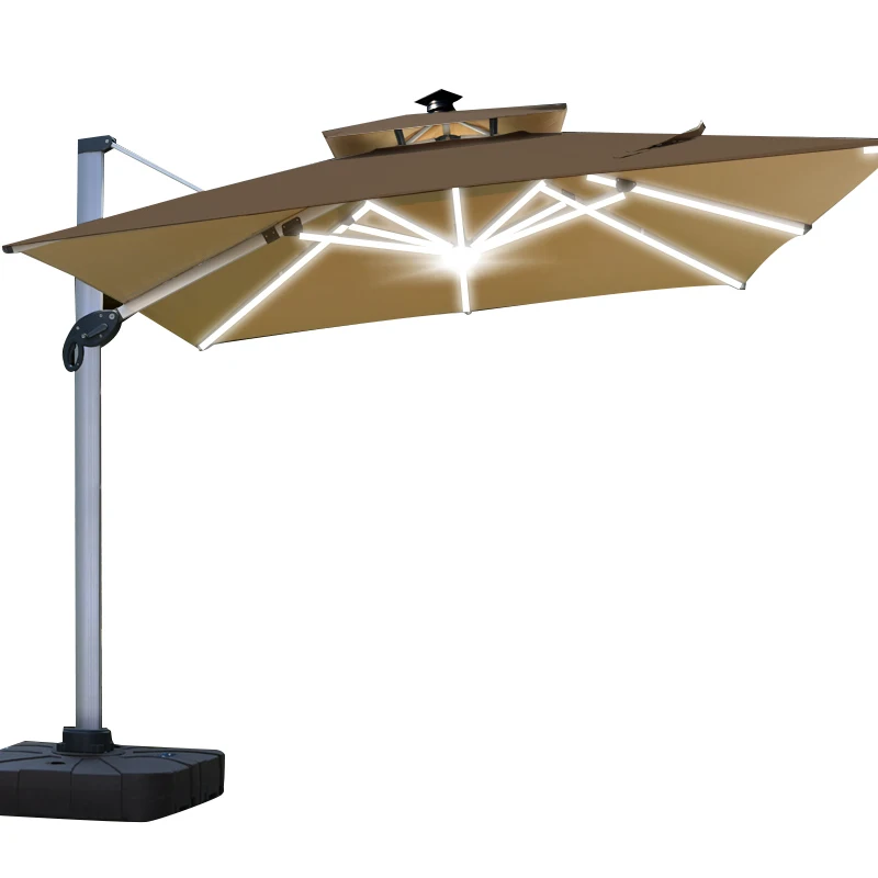 Wesunny Garden Parasol Aluminum Big Solar Led Light Cantilever Commercial Luxury Outdoor Sun Umbrella