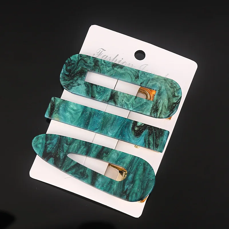 Hot Sale Acetate Hair Accessories Women Barrettes Gold Pins Geometric Square Candy Color Hairpins