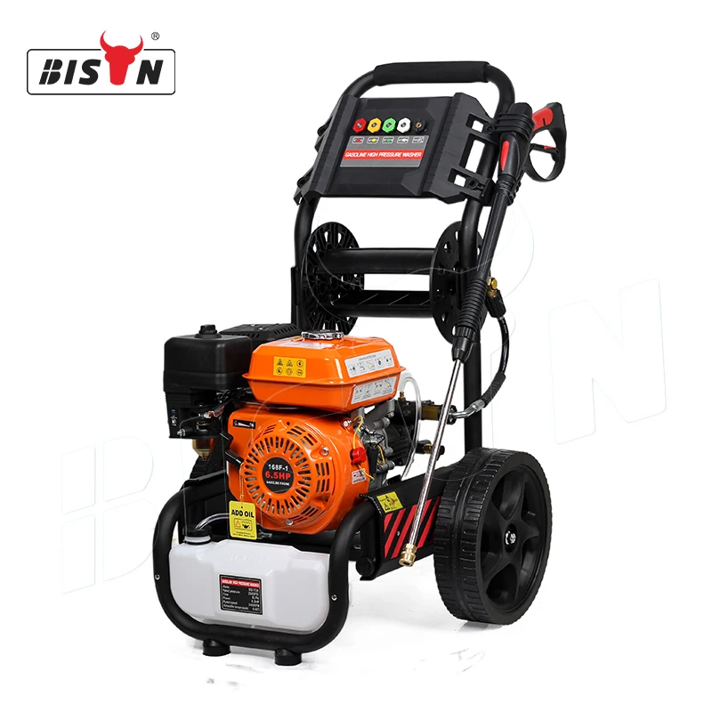 BISON China zhejiang taizhou commercial use heavy duty 3000psi 200 bar 9hp gasoline high pressure washer with soap injector