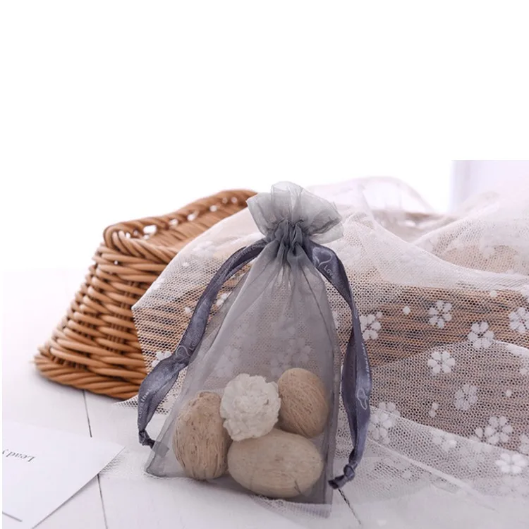 
Drawstring Grey Organza Bags Pouches Large Jewelry Organza Bag Organza Gift Bags Wholesale 