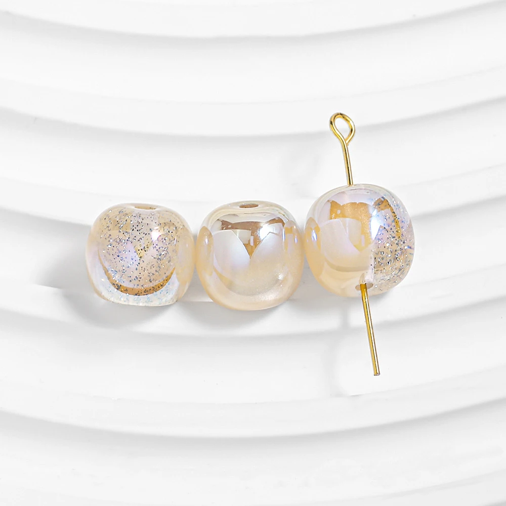 Crystal New Design UV Plating Color 16mm Round Acrylic Beads Wholesale Plastic Loose Beads for DIY Bracelets