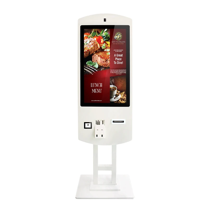 32 inch PCAP touch self ordering kiosk with ticket machine for restaurant