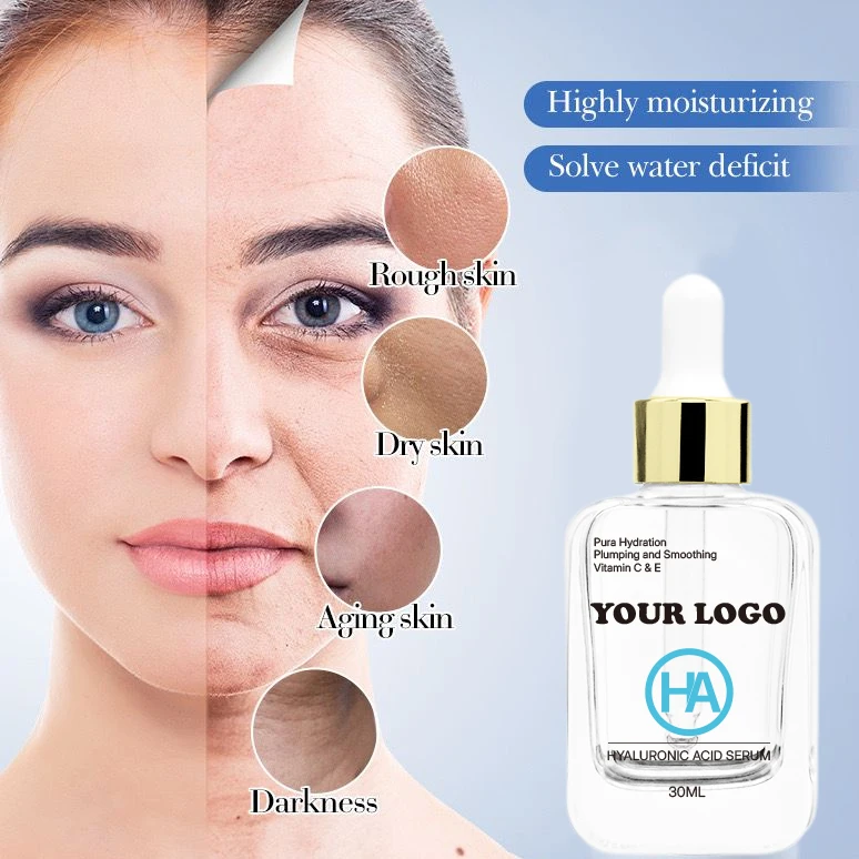 30ML Hyaluronic Acid Highly Moisturizing Plumping Serum Skin Care Whitening Anti Aging Freckle Face Serum Private Label Essence