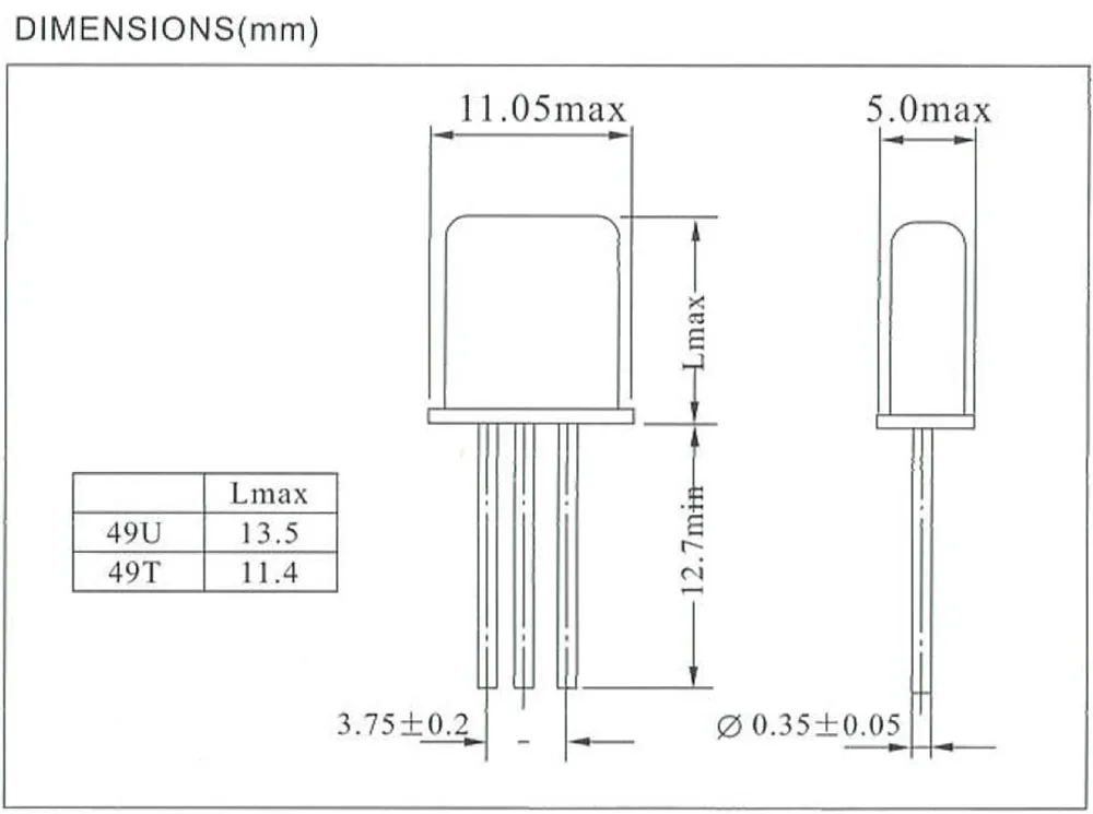 HC-49T 10.7MHz Monolithic crystal filter