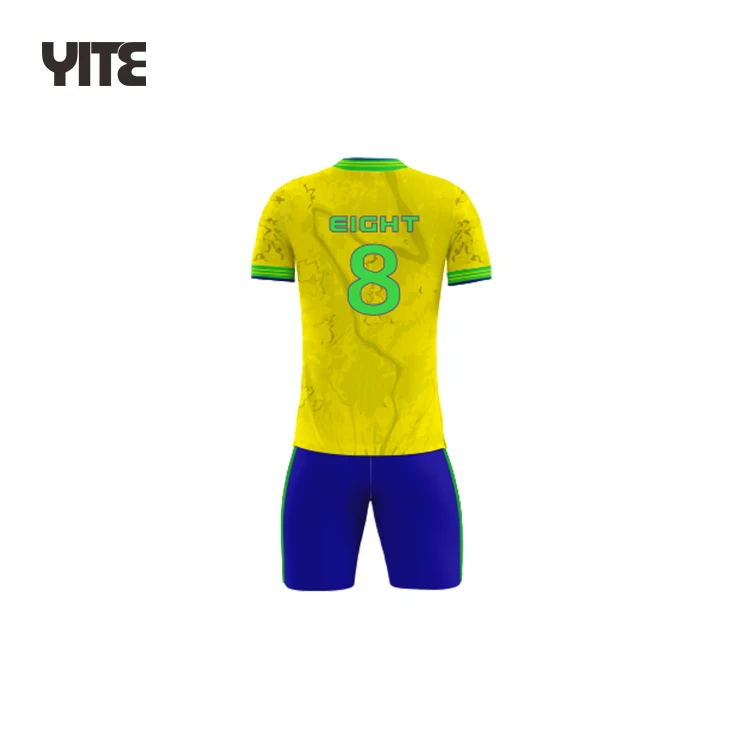 Wholesale black yellow green soccer jersey custom soccer uniform kids jerseys for football